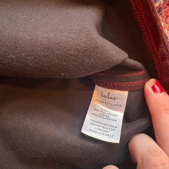 Lulu's Wine Faux Leather A-Line Mini Skirt - Picture 4 of 7